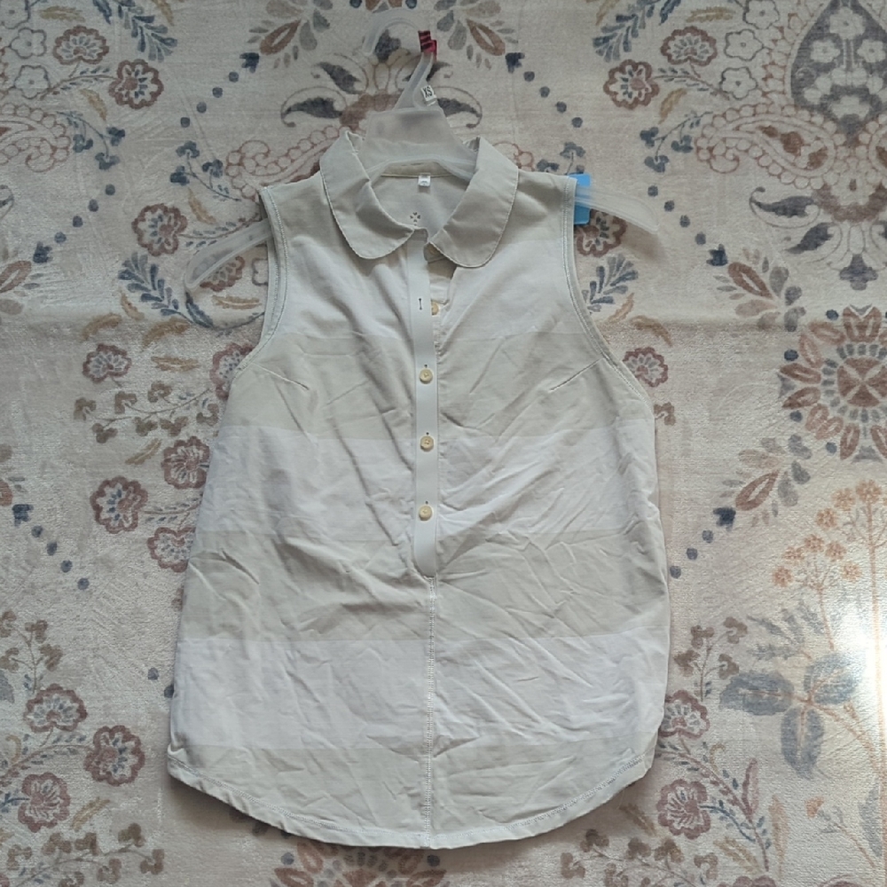 lululemon athletica Cream Sleeveless Button-Up Top